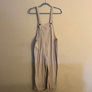 Never worn tan overalls, Capri length